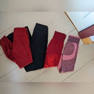 Stylish Leggings Set in Red, Black, and Pink